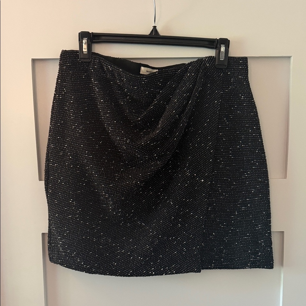 Max Studio Black Speckle Draped Mini Skirt